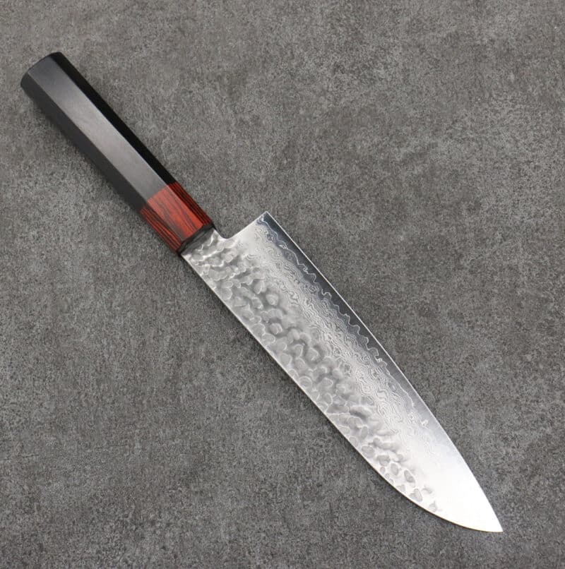 Seisuke Santoku 180 mm VG10 33 Lag Damascus Hammered - Image 3