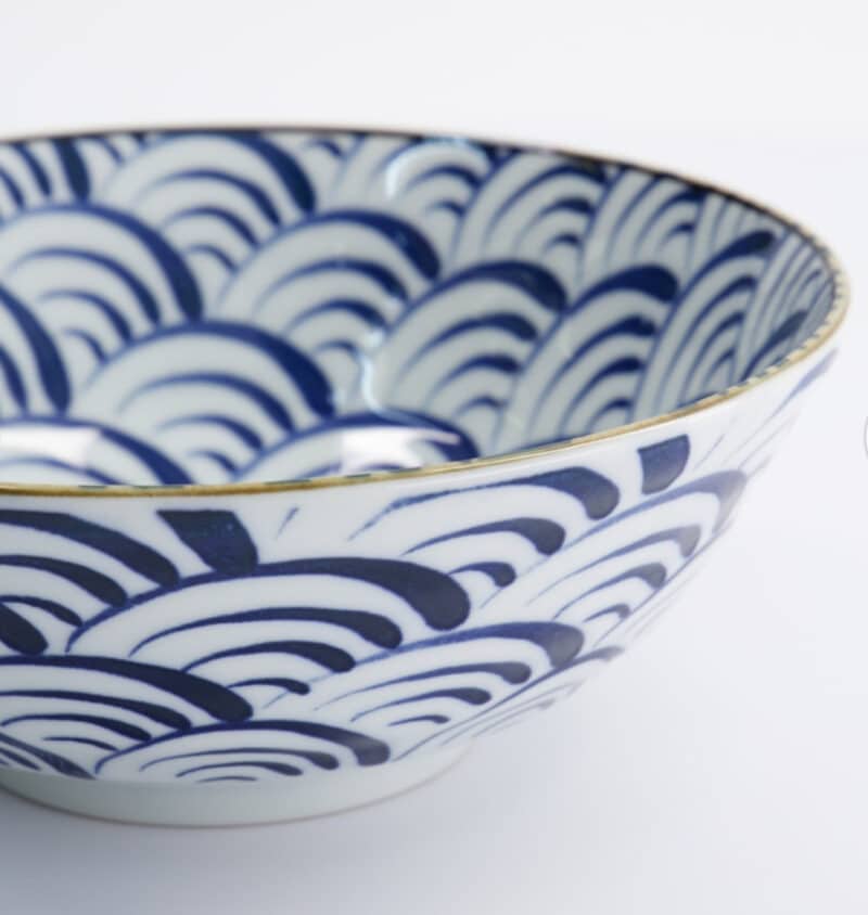 Natsu Nami Ramen Skål 21x7,8cm 1000ml Blå/Hvid. Tokyo design studio